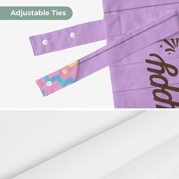 Purple Easter Tie Up Valance Curtains for Windows, Kitchen Curtains Window Shades, Spring Cartoon Bunny Colorful Eggs Wood Grain Light Filtering Curtain Valances for Bedroom/Bathroom/Cafe 42"x18"