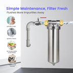 Amwater NSF/ANSI 42 Certification Stainless Steel Filter Housing for 10" Filter Cartridge, 1" NPT Water Filter Housing, Drain Valve Style C (Square Head)