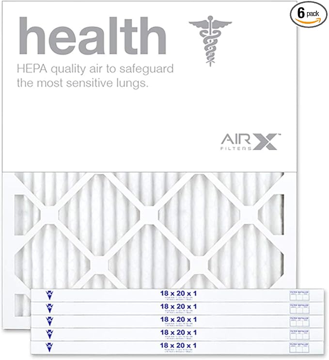 AIRX WICKED CLEAN AIR. HEALTH 18x20x1 MERV 13 Pleated Air Filter - Made in the USA - Box of 6