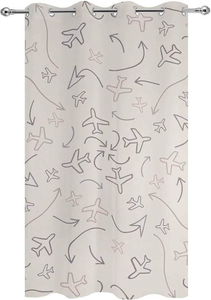 Abstract Airline Route Waterproof Outdoor Curtains for Patio, Windproof Weatherproof Curtains with Weighted Hem, Vintage Aircraft Arrows Light Filtering Privacy Drapes for Porch 54"x 84"