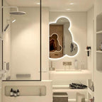 LTSRLL LED Vanity Mirror Cute Bear Decorative Mirror for Bathroom & Dressing Tabler Backlight Wall Mirror with 3 Color Dimmable Light Demister Pad Human Body Sensor Switch(Cut Right,70cmx85cm)
