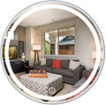 Round Waterproof LED Bathroom Wall Makeup Mirrors with White Light Sensor Touch Control and Demister Pad (Color : with Frame Size : 70cm) (Without Frame 80cm)