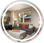 Round Waterproof LED Bathroom Wall Makeup Mirrors with White Light Sensor Touch Control and Demister Pad (Color : with Frame Size : 70cm) (Without Frame 60cm)