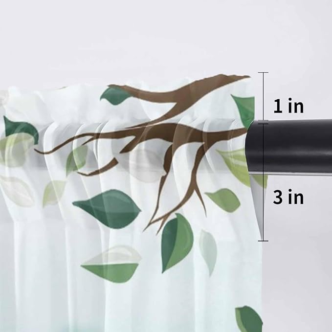 Easter Sheer Valances for Windows 54"x18", Light Filtering Kitchen Curtains Valance, Spring Watercolor Eggs Country Tulip Flower Plant Rod Pocket Chiffon Curtains for Living Room Bedroom Cafe