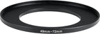 49-72mm Metal Step-Up Ring Adapter Compatible with Mirrorless Cameras DSLR Lens, UV CPL ND Filter Thread Converter, Black