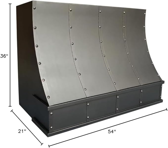 CT Copper Tailor Sloped Copper Vent Hood Wall Mount,54'' W,36''H,1260 CFM Exhaust Fan,Stainless Steel Vent,LED Light,Dishwasher-Safe Baffle Filters,VH8TR1