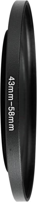 43-58mm Metal Step-Up Ring Adapter Compatible with Mirrorless Cameras DSLR Lens, UV CPL ND Filter Thread Converter, Black