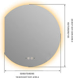 Bathroom Mirror, Dimmable LED Vanity Mirror Half Circle, Illuminated Mirror with Demister Pad, Large Wall Mirror with Touch Sensor (Size : 28x31''/70x80cm)