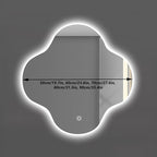 Irregular Bathroom Mirror with LED Light, Wall Mounted Mirror with Demister Pad, 3-Color Dimmable LED Light, for Wall, Living Room, Bedroom, Vanity, Entryway(60cm/23.6in)