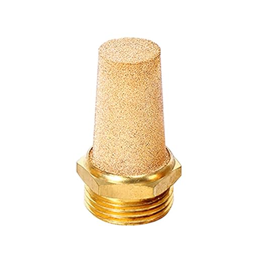 Beduan 3 Pcs Pneumatic Brass Exhaust Muffler Filter, 1/8" Male Thread Hex Sintered Silencer Air Line Fitting