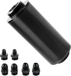 BARTOO Universal 50MM 100 Micron Inline Fuel Filter with 6AN 8AN 10AN Adapter For Filtering Gasoline, Diesel, E85-Black