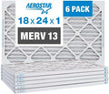 Aerostar 18x24x1 Air Filter MERV 13 (For Allergies, Dust, Lint, Mold, Pet Dander, Smoke, Smog & Bacteria) - Electrostatic MPR 1500-1900 & FPR 10 - Pleated HVAC AC Furnace Air Filters - Pack of 6