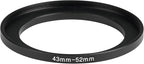 43-52mm Metal Step-Up Ring Adapter Compatible with Mirrorless Cameras DSLR Lens, UV CPL ND Filter Thread Converter, Black