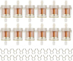 12pcs 1/4 Inch Gas Inline Fuel Filter Compatible with MTD Kohler Kawasaki John Dere Birgs & Straton Taotao Scooter ATV Motorcycle Small Engine Generator Lawn Mower Universal Fuel Filter