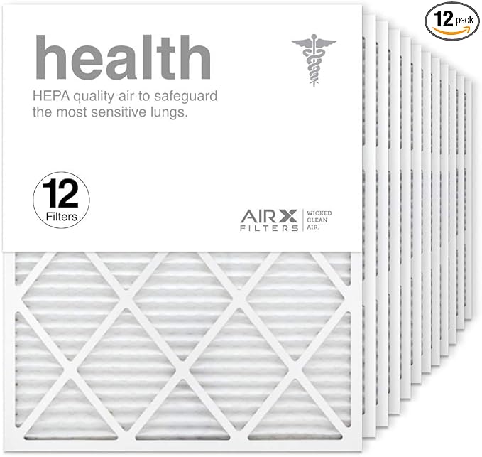 AIRx Filters Health 24x30x1 Air Filter MERV 13 AC Furnace Pleated Air Filter Replacement Box of 12, Made in the USA