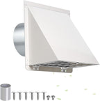 3 Inch Dryer Vent Cover Outside,Metal Exterior Vent Cover with Screen and Cushioned Flap,Outdoor Dryer Vent Hood Outlet Exhaust Vent Cover Air Wall Vent Cover for House Laundry Range Hood AC-White