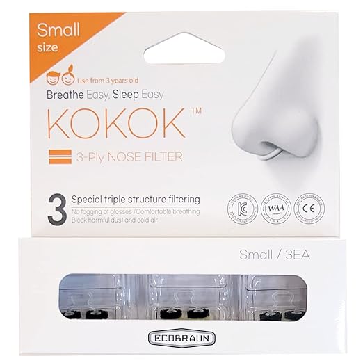 3-Ply Nose Filter Reusable Breathable Nasal Plugs Air Filteration for Dust, Pollution, Block Cold Air - Pack of 3 (Small)