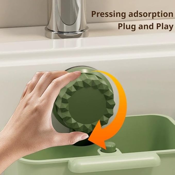 Kitchen Sink Strainer Drainer Basket with Suction Cup,Food Waste Filter Basket,Sponge Brush Holder for Kit-chen Home,Efficient Kitchen Waste Management (Green)