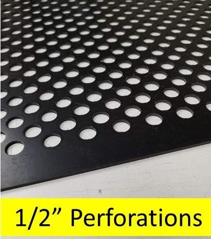 2'x2' Black Plastic Perforated Tile, 2 Pack with 1/2" Holes