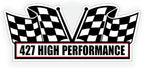 2X Engine Window Air Cleaner Sticker Decal - 427 High Performance for V8 Pro Street, Race, Big Block, Crate Motor Classic Muscle Car, Compatible with Chevrolet Chevy - 5x2.25 inch