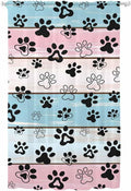 Sheer Curtains 96 Inches Long, Blue Pink Dog Paws Prints Semi Sheer Curtains Light Filtering Window Treatment, Farmhouse Beige Wood Privacy Voile Drapes for Living Room Bedroom 52x96 Inch