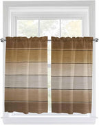 Vintage Brown Gradient Wood Grain Window Valance Curtains, Farmhouse Wood Barn Light Filtering Kitchen Valance with 3-inch Rod Pocket for Living Room Bathroom Bedroom,2 Panel,27.5x45In