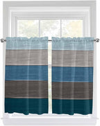 Retro Farm Blue Gray Wood Grain Window Valance Curtains, Rustic Wooden Plank Light Filtering Kitchen Valance with 3-inch Rod Pocket for Living Room Bathroom Bedroom,2 Panel,52x54In