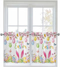 Happy Easter Half Window Curtains 24 Inches Long, Spring Watercolor Bunny Eggs Flower Branch Window Treatment Curtain Drapes, Short Curtains Tiers for Kitchen Over Sink, 27.5"x24", 2 Panels