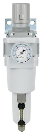 PneumaticPlus SAW600-N06BG-MEP Compressed Air Filter Regulator Piggyback Combo 3/4" NPT - Metal Bowl, Manual Drain, Bracket, Gauge