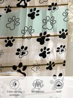 Sheer Curtains 72 Inches Long, Sage Green Beige Farmhouse Semi Sheer Curtains Light Filtering Window Treatment, Black Dog Paw Vintage Wooden Privacy Voile Drapes for Living Room Bedroom 52x72 Inch