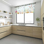 Easter Sheer Valances for Windows 42"x18", Light Filtering Kitchen Curtains Valance, Spring Watercolor Bunny Eggs Tulip Flower Plant Rod Pocket Chiffon Curtains for Living Room Bedroom Cafe