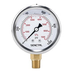 SENCTRL 0-1000 Psi Glycerin Liquid Filled Pressure Gauge, 2.5" Dial Size, 1/4" NPT Lower Mount, Stainless Steel Case, for Air Gas Water Oil Hydraulic Pressure Test
