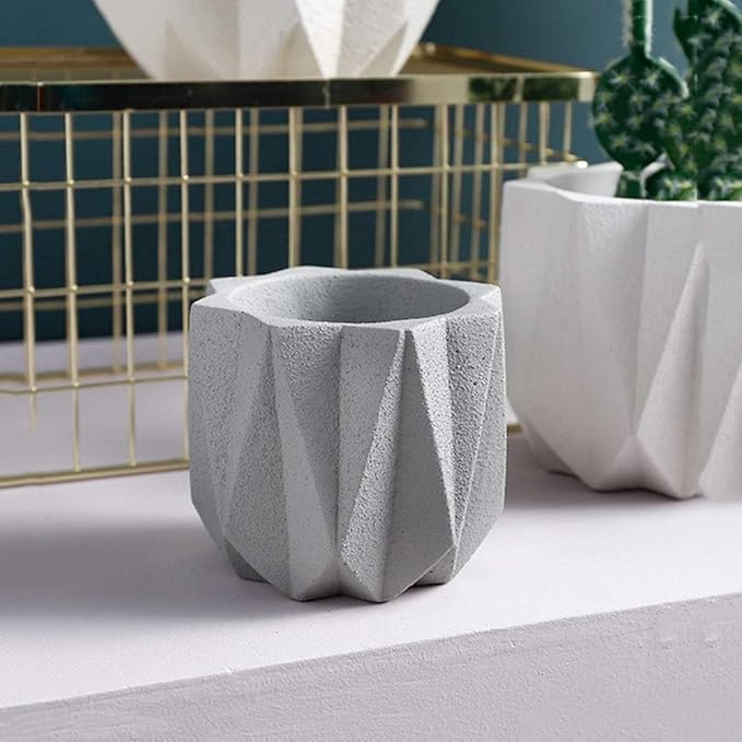 Outdoor Succulent Plantpot Cactus Plant Container Cement Flowerpot Container Modern Simple Planter Flower Vase Meat Plant Cement Container Concrete Flower Plant (Gray1 13cm*11.5cm) (Gray1 11cm*9.5cm)