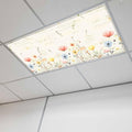 Fluorescent Light Covers for Ceiling Lights Spring Poppy Floral Magnetic Light Filters 1 Pack 4x2 ft Wildflower Vintage Ceiling Lights Cover for Classroom Office School Home Drop Lamp Decor