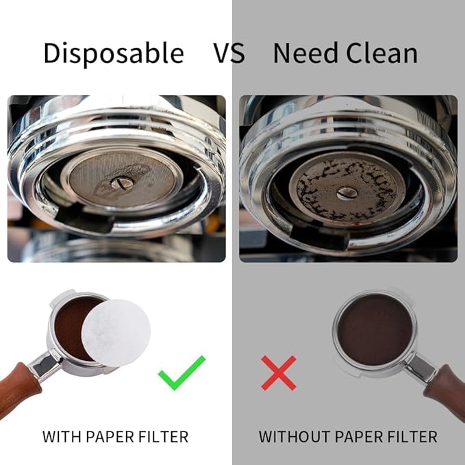 watchget 51mm Espresso Paper Filters - 100 Pcs Replacement Unbleached Coffee Filter Papers for Espresso Machines, 51mm Portafilter Baskets, and Coffee Maker Tools