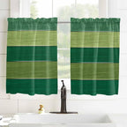 Farm Retro Green Wood Grain Window Valance Curtains, Rustic Wooden Plank Texture Light Filtering Kitchen Valance with 3-inch Rod Pocket for Living Room Bathroom Bedroom,2 Panel,52x45In