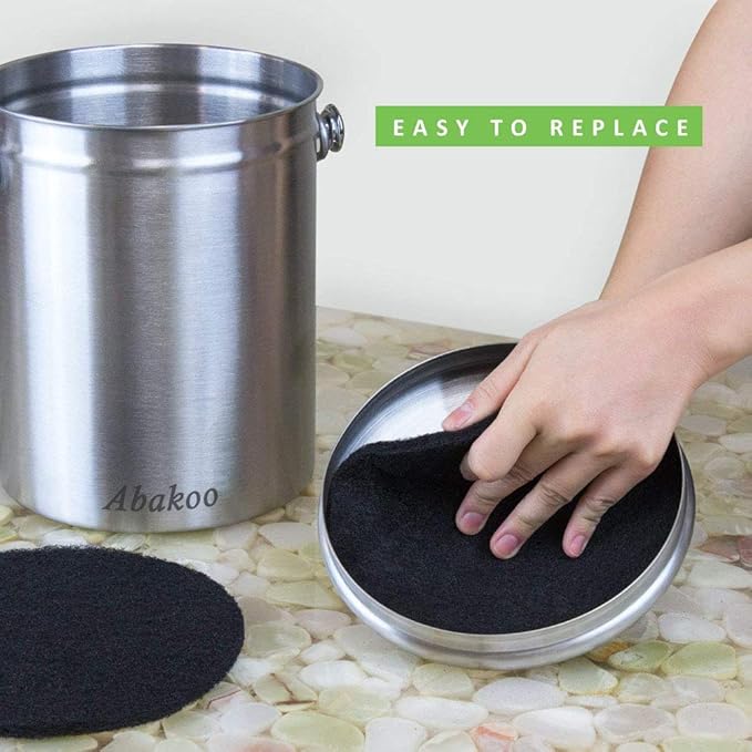 Abakoo Compost Bin Filters, 12 Pack, Activated Carbon Filters for Kitchen Compost Pail Filters Replacement for 1/1.3 Gallon Compost bin, 6 Round and 6 Square 6.5 inch Diameter Measures 4.65 inch