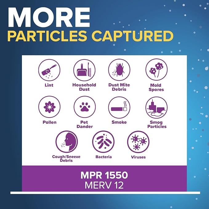 Filtrete 20x25x4 Refillable Air Filter replacement, MPR 1550, MERV 12, Allergen Bacteria & Virus, 2 Pack, use with reusable air filter frame of Filtrete Refillable Air Filter Kit, for HVAC, Furnace