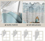 Spring Floral Swag Valances for Windows, Vintage Tulips Flower Butterfly Retro Wood Blue Rod Pocket Kitchen Curtains Valance, Small Window Curtains Swag for Cafe Living Room, 2 Panels, 28x36 inch