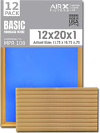 12x20x1 Air Filter Comparable to MPR 100 Basic Economy Furnace Filters, 12 Pack of Non Pleated Fiberglass Filter For Dust - Low Airflow Restriction! From AIRX FILTERS WICKED CLEAN AIR.