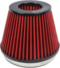 KYOSTAR Universal 6" (152mm) High-Flow Air Filter, Reusable Cone Cold Air Intake, High Performance, Washable, Clamp-On Car High Flow Air Kit, Flange Diameter: 6 Inch, Filter Height: 6.2 Inch, Red