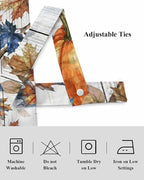 Thanksgiving Pumpkin Tie Up Valance Curtains for Windows, Kitchen Curtains Window Shades, Fall Maple Leaf Daisy Wooden Grain Light Filter Roman Curtain Valances for Bedroom/Bathroom/Cafe 42'' x 12''