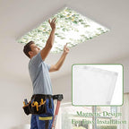 Fluorescent Light Covers for Ceiling Lights Sage Green Eucalyptus Leaves Magnetic Light Filters 4 Pack 4x2 ft Nature Leaf Plant Ceiling Lights Cover for Classroom Office School Home Drop Lamp Decor