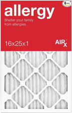 16x25x1 Air Filter ALLERGY by AIRx Filters MERV 11 Pleated 16x25x1 Furnace Filter for HVAC Systems - Made in the USA - Box of 6
