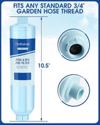 Garden Hose Filter for Filling Hot Tub, Pool, Spa, Greatly Reduces Sediment, Chlorine, Heavy Metals and Odors, Standard 3/4" Garden Hose Thread (1 pack)