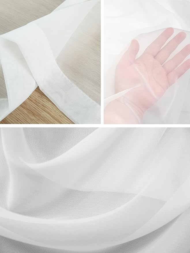 Sheer Curtains 45 Inch Length, Vintage Geometric Blue Semi Sheer Curtains Light Filtering Window Treatment, Abstract Country Shabby Wood Grain Privacy Voile Drapes for Living Room Bedroom 52x45 Inch