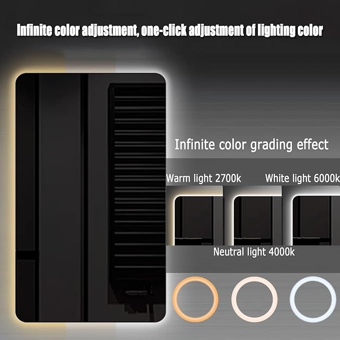 Bathroom Mirror with LED Lights, Backlit Illuminated Bathroom Mirror Wall Mounted Multifunction Vanity Mirror with 3 LED Light Color Dimmable and Demister Pad,(A,H60*W80CM/H23.6*W31.4IN)