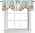 Easter Tie Up Valance Curtains for Windows, Kitchen Curtains Window Shades, Spring Rabbit Ears Foot Flowers Eggs Green Wooden Light Filtering Roman Curtain Valances for Bedroom/Bathroom/Cafe 42"x12"
