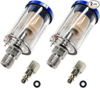 2 PCS Water Oil Separator Filter, 1/4" NPT Inlet and Outlet Airbrush Filter Air Compressor Fittings, Mini in-Line Air Filters Water Oil Separator for Pneumatic Tool