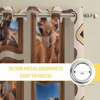 2 Panel Kitchen Cafe Curtains, Desert Camels Sunlight Filtering Nature Air Through, Home Decor Window Covering Tier Curtains for Bedroom Living Room Western Wildlife Brown Animals Country